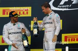 The podium (L to R): Second placed Lewis Hamilton (GBR) Mercedes AMG F1 celebrates with race winner and team mate Nico Rosberg (GER) Mercedes AMG F1. 01.05.2016. Formula 1 World Championship, Rd 4, Russian Grand Prix, Sochi Autodrom, Sochi, Russia, Race Day.