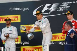 Race winner Nico Rosberg (GER) Mercedes AMG F1 celebrates on the podium. 01.05.2016. Formula 1 World Championship, Rd 4, Russian Grand Prix, Sochi Autodrom, Sochi, Russia, Race Day.