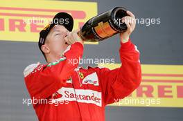 Kimi Raikkonen (FIN) Ferrari celebrates his third position on the podium. 01.05.2016. Formula 1 World Championship, Rd 4, Russian Grand Prix, Sochi Autodrom, Sochi, Russia, Race Day.