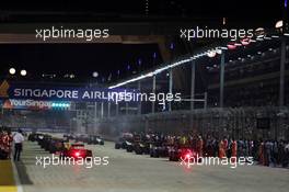 The grid before the start of the race. 18.09.2016. Formula 1 World Championship, Rd 15, Singapore Grand Prix, Marina Bay Street Circuit, Singapore, Race Day.