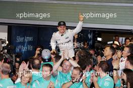 Nico Rosberg (GER) Mercedes AMG F1 celebrates his World Championship with the team. 27.11.2016. Formula 1 World Championship, Rd 21, Abu Dhabi Grand Prix, Yas Marina Circuit, Abu Dhabi, Race Day.