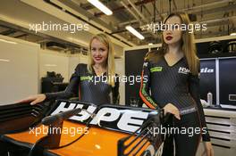 Hype Energy Drink girls with a Sahara Force India F1 VJM09. 24.11.2016. Formula 1 World Championship, Rd 21, Abu Dhabi Grand Prix, Yas Marina Circuit, Abu Dhabi, Preparation Day.