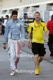 (L to R): Esteban Ocon (FRA) Manor Racing with Andy Stobart (GBR) Renault Sport F1 Team Press Officer. 21.10.2016. Formula 1 World Championship, Rd 18, United States Grand Prix, Austin, Texas, USA, Practice Day.