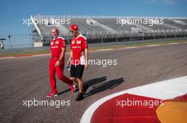 Sebastian Vettel (GER) Ferrari walks the circuit with Jock Clear (GBR) Ferrari Engineering Director. 20.10.2016. Formula 1 World Championship, Rd 18, United States Grand Prix, Austin, Texas, USA, Preparation Day.