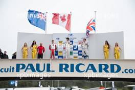 podium, rostrum, Nick Cassidy (NZL) Prema Powerteam Dallara F312 – Mercedes-Benz, Lance Stroll (CAN) Prema Powerteam Dallara F312 – Mercedes-Benz, George Russell (GBR) HitechGP Dallara F312 – Mercedes-Benz,  02.04.2016. FIA F3 European Championship 2016, Round 1, Race 1, Paul Ricard, France