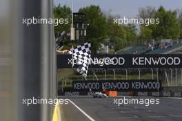 chequered flag, Arjun Maini (IND) ThreeBond with T-Sport Dallara F312 – ThreeBond,  23.04.2016. FIA F3 European Championship 2016, Round 2, Race 2, Hungaroring, Hungary