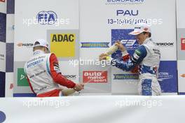 podium, Ben Barnicoat (GBR) HitechGP Dallara F312 – Mercedes-Benz, Nikita Mazepin (RUS) HitechGP Dallara F312 – Mercedes-Benz,  14.05.2016. FIA F3 European Championship 2016, Round 3, Race 2, Pau, France