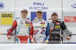 podium, rookie,  Nikita Mazepin (RUS) HitechGP Dallara F312 – Mercedes-Benz, Ben Barnicoat (GBR) HitechGP Dallara F312 – Mercedes-Benz, Anthoine Hubert (FRA) Van Amersfoort Racing Dallara F312 – Mercedes-Benz,  14.05.2016. FIA F3 European Championship 2016, Round 3, Race 2, Pau, France