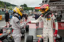 Parc ferme, Maximilian Günther (GER) Prema Powerteam Dallara F312 - Mercedes-Benz, Lance Stroll (CAN) Prema Powerteam Dallara F312 - Mercedes-Benz,  29.07.2016. FIA F3 European Championship 2016, Round 7, Race 1, Spa, Belgium