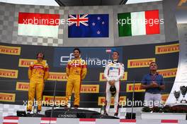 Race 1, 1st position Mitch Evans (NZL) Campos Racing, 2nd position Sean Gelael (INA) Campos Racing and 3rd position Raffaele Marciello (ITA) Russian Time 02.07.2016. GP2 Series, Rd 4, Spielberg, Austria, Saturday.