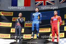 Race 2, 1st position Alex Lynn (GBR) Dams, 2nd position Pierre Gasly (FRA) PREMA Racing and 3rd position Jordan King (GBR) Racing Engineering 15.05.2016. GP2 Series, Rd 1, Barcelona, Spain, Sunday.