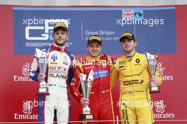 Race 2, 1st position Jordan King (GBR) Racing Engineering, 2nd position Luca Ghiotto (ITA) Trident and 3rd position Oliver Rowland (GBR) MP Motorsport 10.07.2016. GP2 Series, Rd 5, Silverstone, England, Sunday.