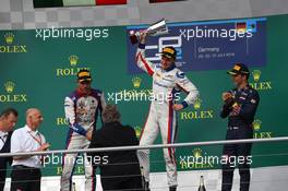 Race 1, 1st position Sergey Sirotkin (RUS) Art Grand Prix, 2nd position Luca Ghiotto (ITA) Trident and 3rd position Pierre Gasly (FRA) PREMA Racing 30.07.2016. GP2 Series, Rd 7, Hockenheim, Germany, Saturday.