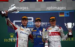 Race 2, 1st position Alex Lynn (GBR) Dams, 2nd position Sergey Sirotkin (RUS) Art Grand Prix and 3rd position Arthur Pic (FRA) Rapax 31.07.2016. GP2 Series, Rd 7, Hockenheim, Germany, Sunday.