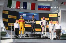 Race 1, 1st position Pierre Gasly (FRA) PREMA Racing, 2nd position  Antonio Giovinazzi (ITA) PREMA Racing and 3rd position Sergey Sirotkin (RUS) Art Grand Prix 23.07.2016. GP2 Series, Rd 6, Budapest, Hungary, Saturday.