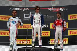 Race 2, 1st position Ralph Boschung (SUI) Koiranen GP, 2Ã  Alexander Albon (THA) ART Grand Prix and 3rd position Antonio Fuoco (ITA) Trident 03.07.2016. GP3 Series, Rd 2, Spielberg, Austria, Sunday.