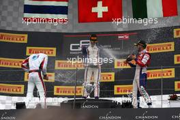 Race 2, 1st position Ralph Boschung (SUI) Koiranen GP, 2Ã  Alexander Albon (THA) ART Grand Prix and 3rd position Antonio Fuoco (ITA) Trident 03.07.2016. GP3 Series, Rd 2, Spielberg, Austria, Sunday.