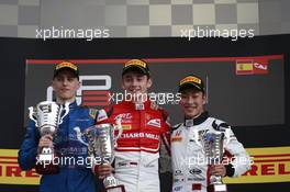 Race 1, 1st position Charles Leclerc (MON) ART Grand Prix, 2nd position Jake Hughes (GBR) DAMS and 3rd position Nirei Fukuzumi (JAP) ART Grand Prix 14.05.2016. GP3 Series, Rd 1, Barcelona, Spain, Saturday.