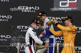 Race 1, 1st position Nyck De Vries (HOL) ART Grand Prix, 2nd position Jake Dennis (GBR) Arden International and 3rd position Jack Aitken (GBR) Arden Internationa 26.11.2016. GP3 Series, Rd 9, Yas Marina Circuit, Abu Dhabi, UAE, Saturday.
