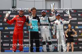 Race 1, 1st position Stefano Comini (SUI) Volkswagen Golf GTI TCR, Leopard Racing, 2nd position Pepe Oriola (ESP) SEAT Leon TCR, Team Craft-Bamboo LUKOIL and 3rd position Gianni Morbidelli (ITA) Honda Civic TCR, West Coast Racing 02-03.07.2016. TCR International Series, Rd 7, Sochi, Russia.