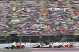 Gianmaria Bruni (ITA) / James Calado (GBR) #51 AF Corse Ferrari F488 GTE leads Timo Bernhard (GER) / Mark Webber (AUS) / Brendon Hartley (NZL) #01 Porsche Team Porsche 919 Hybrid and Davide Rigon (FRA) / Sam Bird (GBR) #71 AF Corse Ferrari F488 GTE. 03.09.2016. FIA World Endurance Championship, Rd 5, 6 Hours of Mexico, Mexico City, Mexico.