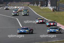 (L to R): Andy Priaulx (GBR) / Harry Tincknell (GBR) #67 Ford Chip Ganassi Team UK Ford GT and Stefan Mucke (GER) / Oliver Pla (FRA) #66 Ford Chip Ganassi Team UK Ford GT. 16.10.2016. FIA World Endurance Championship, Round 7, Six Hours of Fuji, Fuji, Japan, Sunday.