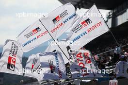 Toyota Gazoo Racing flags waved by fans in the grandstand. 16.10.2016. FIA World Endurance Championship, Round 7, Six Hours of Fuji, Fuji, Japan, Sunday.