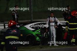 Stevens Will (DEU) Winkelhock Markus (DEU),Audi RS8, Belgium Audi Club,crash 01.04.2017-02.04.2016 Blancpain Sprint Series, Round 1, Misano World Circuit, Misano, Italy