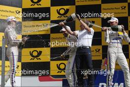 Podium: Second place Marco Wittmann (GER) BMW Team RMG, BMW M4 DTM celebrates with the champagne with race winner Timo Glock (GER) BMW Team RMG, BMW M4 DTM and third place Maxime Martin (BEL) BMW Team RBM, BMW M4 DTM. 19.08.2017, DTM Round 6, Circuit Zandvoort, Netherlands, Saturday.