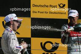 Podium: Race winner Marco Wittmann (GER) BMW Team RMG, BMW M4 DTM celebrates with the champagne with third place Loic Duval (FRA) Audi Sport Team Phoenix, Audi RS 5 DTM. 20.08.2017, DTM Round 6, Circuit Zandvoort, Netherlands, Sunday.