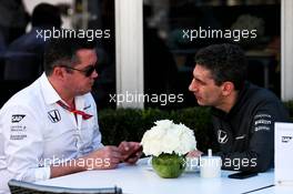(L to R): Eric Boullier (FRA) McLaren Racing Director with Andrea Stella (ITA) McLaren Race Engineer. 24.03.2017. Formula 1 World Championship, Rd 1, Australian Grand Prix, Albert Park, Melbourne, Australia, Practice Day.