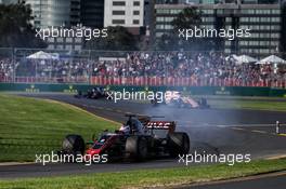 Romain Grosjean (FRA) Haas F1 Team VF-17 comes to the pits to retire from the race. 26.03.2017. Formula 1 World Championship, Rd 1, Australian Grand Prix, Albert Park, Melbourne, Australia, Race Day.
