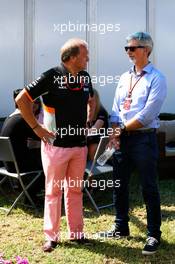 (L to R): Robert Fernley (GBR) Sahara Force India F1 Team Deputy Team Principal with Damon Hill (GBR) Sky Sports Presenter. 26.03.2017. Formula 1 World Championship, Rd 1, Australian Grand Prix, Albert Park, Melbourne, Australia, Race Day.