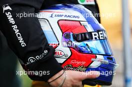 The helmet of Sergey Sirotkin (RUS) Renault Sport F1 Team Third Driver. 23.03.2017. Formula 1 World Championship, Rd 1, Australian Grand Prix, Albert Park, Melbourne, Australia, Preparation Day.