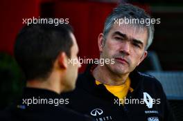 Nick Chester (GBR) Renault Sport F1 Team Chassis Technical Director (Right) with Remi Taffin (FRA) Renault Sport F1 Engine Technical Director (Left). 23.03.2017. Formula 1 World Championship, Rd 1, Australian Grand Prix, Albert Park, Melbourne, Australia, Preparation Day.