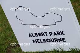 Albert Park circuit sign. 22.03.2017. Formula 1 World Championship, Rd 1, Australian Grand Prix, Albert Park, Melbourne, Australia, Preparation Day.