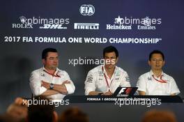 The FIA Press Conference (L to R): Eric Boullier (FRA) McLaren Racing Director; Toto Wolff (GER) Mercedes AMG F1 Shareholder and Executive Director; Yusuke Hasegawa (JPN) Head of Honda F1 Programme. 07.07.2017. Formula 1 World Championship, Rd 9, Austrian Grand Prix, Spielberg, Austria, Practice Day.