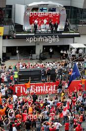 The podium (L to R): Sebastian Vettel (GER) Ferrari, second; Valtteri Bottas (FIN) Mercedes AMG F1, race winner; Daniel Ricciardo (AUS) Red Bull Racing, third. 09.07.2017. Formula 1 World Championship, Rd 9, Austrian Grand Prix, Spielberg, Austria, Race Day.
