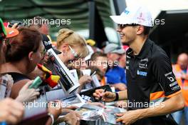 Esteban Ocon (FRA) Sahara Force India F1 Team signs autographs for the fans. 06.07.2017. Formula 1 World Championship, Rd 9, Austrian Grand Prix, Spielberg, Austria, Preparation Day.