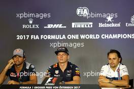 Carlos Sainz Jr (ESP) Scuderia Toro Rosso, Max Verstappen (NLD) Red Bull Racing and Felipe Massa (BRA) Williams F1 Team  06.07.2017. Formula 1 World Championship, Rd 9, Austrian Grand Prix, Spielberg, Austria, Preparation Day.