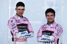 (L to R): Esteban Ocon (FRA) Sahara Force India F1 Team with Sergio Perez (MEX) Sahara Force India F1. 06.07.2017. Formula 1 World Championship, Rd 9, Austrian Grand Prix, Spielberg, Austria, Preparation Day.