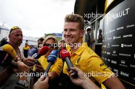 Nico Hulkenberg (GER) Renault Sport F1 Team with the media. 06.07.2017. Formula 1 World Championship, Rd 9, Austrian Grand Prix, Spielberg, Austria, Preparation Day.