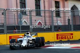 Felipe Massa (BRA) Williams FW40. 23.06.2017. Formula 1 World Championship, Rd 8, Azerbaijan Grand Prix, Baku Street Circuit, Azerbaijan, Practice Day.