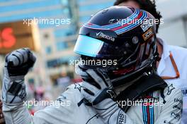 Lance Stroll (CDN) Williams celebrates his third position in parc ferme. 25.06.2017. Formula 1 World Championship, Rd 8, Azerbaijan Grand Prix, Baku Street Circuit, Azerbaijan, Race Day.