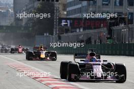 Sergio Perez (MEX) Sahara Force India F1 VJM10. 25.06.2017. Formula 1 World Championship, Rd 8, Azerbaijan Grand Prix, Baku Street Circuit, Azerbaijan, Race Day.