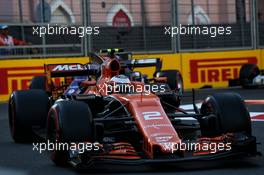 Stoffel Vandoorne (BEL) McLaren MCL32. 25.06.2017. Formula 1 World Championship, Rd 8, Azerbaijan Grand Prix, Baku Street Circuit, Azerbaijan, Race Day.
