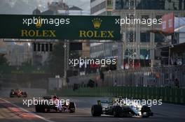 Valtteri Bottas (FIN) Mercedes AMG F1 W08 locks up under braking. 25.06.2017. Formula 1 World Championship, Rd 8, Azerbaijan Grand Prix, Baku Street Circuit, Azerbaijan, Race Day.