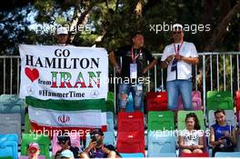 Lewis Hamilton (GBR) Mercedes AMG F1 fans from Iran. 25.06.2017. Formula 1 World Championship, Rd 8, Azerbaijan Grand Prix, Baku Street Circuit, Azerbaijan, Race Day.