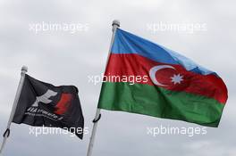 F1 and Azerbaijan flags. 22.06.2017. Formula 1 World Championship, Rd 8, Azerbaijan Grand Prix, Baku Street Circuit, Azerbaijan, Preparation Day.