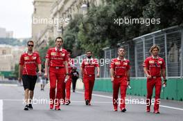 Sebastian Vettel (GER) Ferrari walks the circuit with the team. 22.06.2017. Formula 1 World Championship, Rd 8, Azerbaijan Grand Prix, Baku Street Circuit, Azerbaijan, Preparation Day.